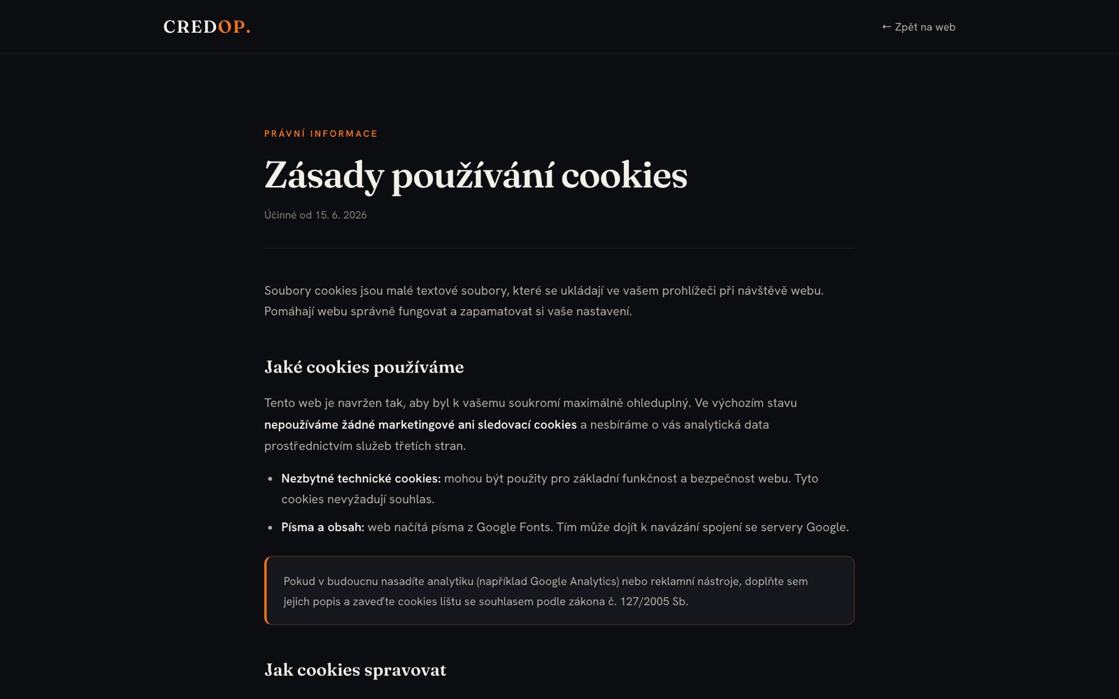 Náhled webu CREDOP