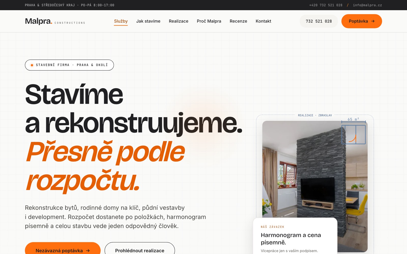 Náhled webu Malpra Constructions