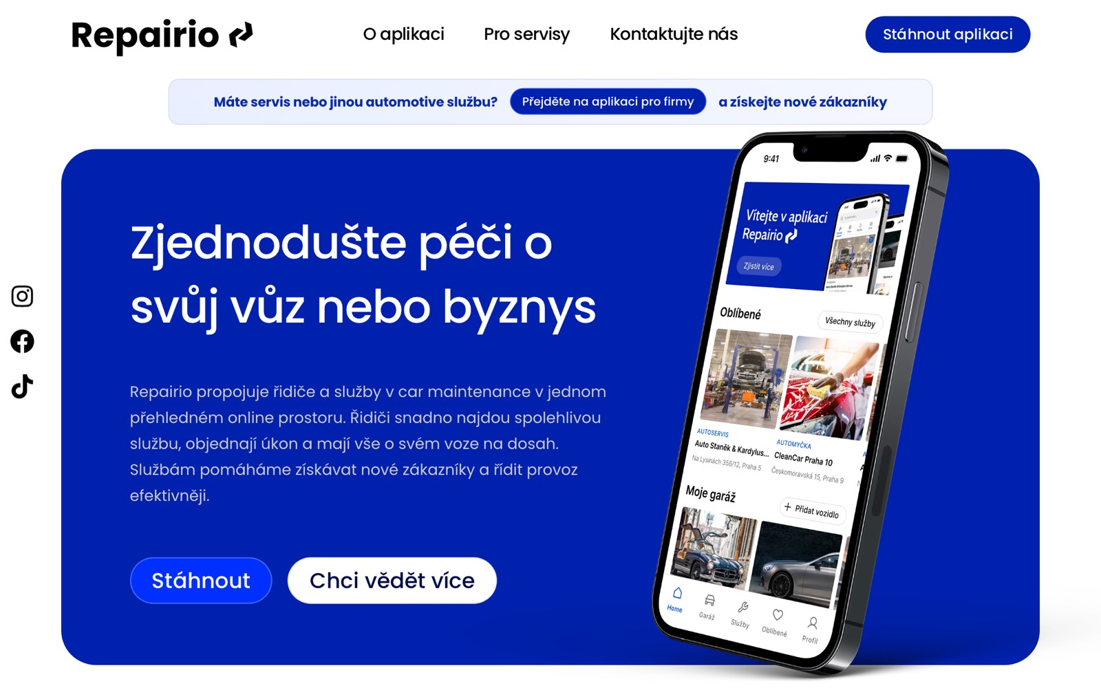 Náhled webu Repairio