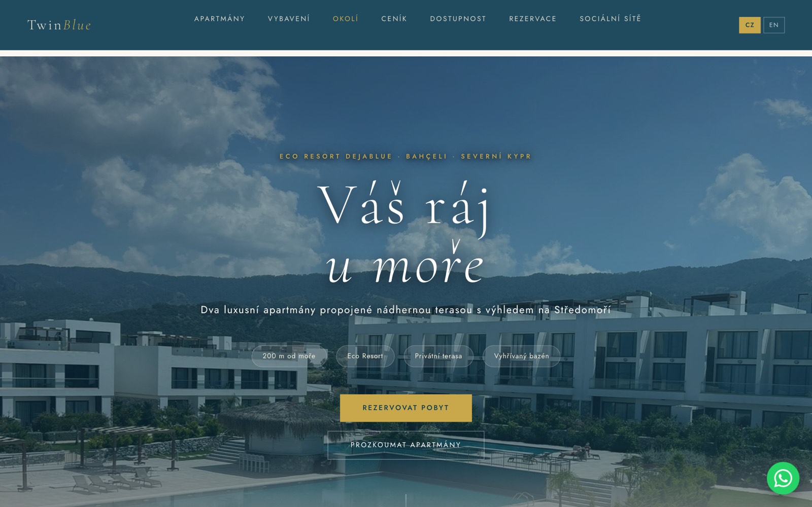 Náhled webu TwinBlue Apartments