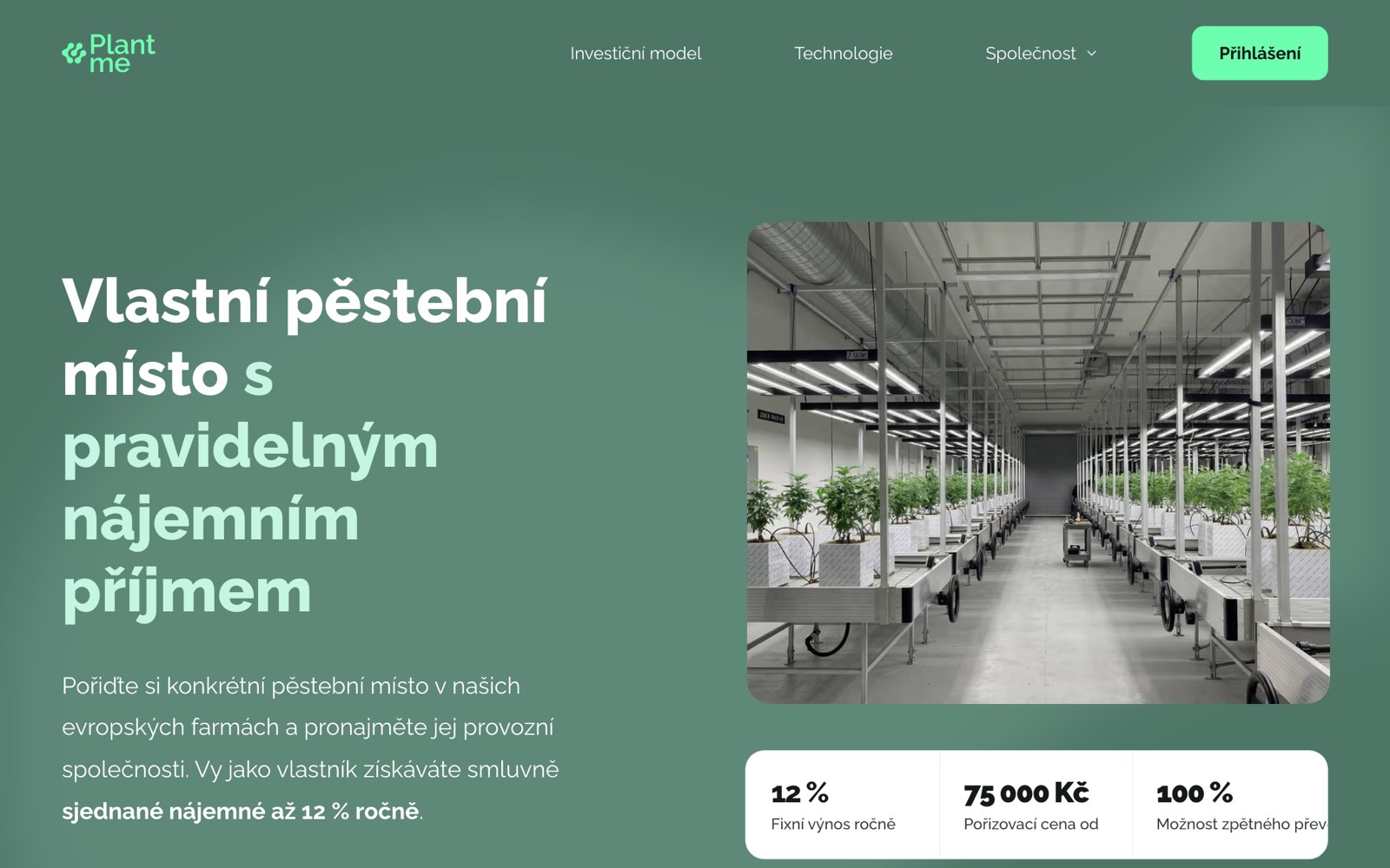 Náhled webu PlantMe